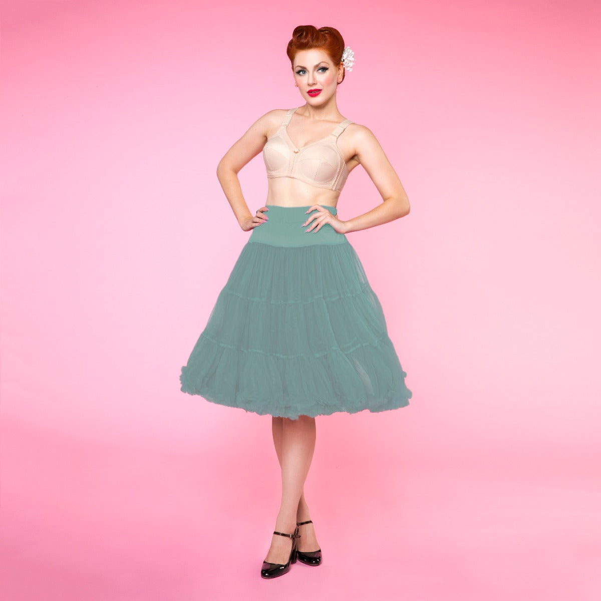Soft Fluffy Nylon Petticoat 65cm-26 Inches in Light Green