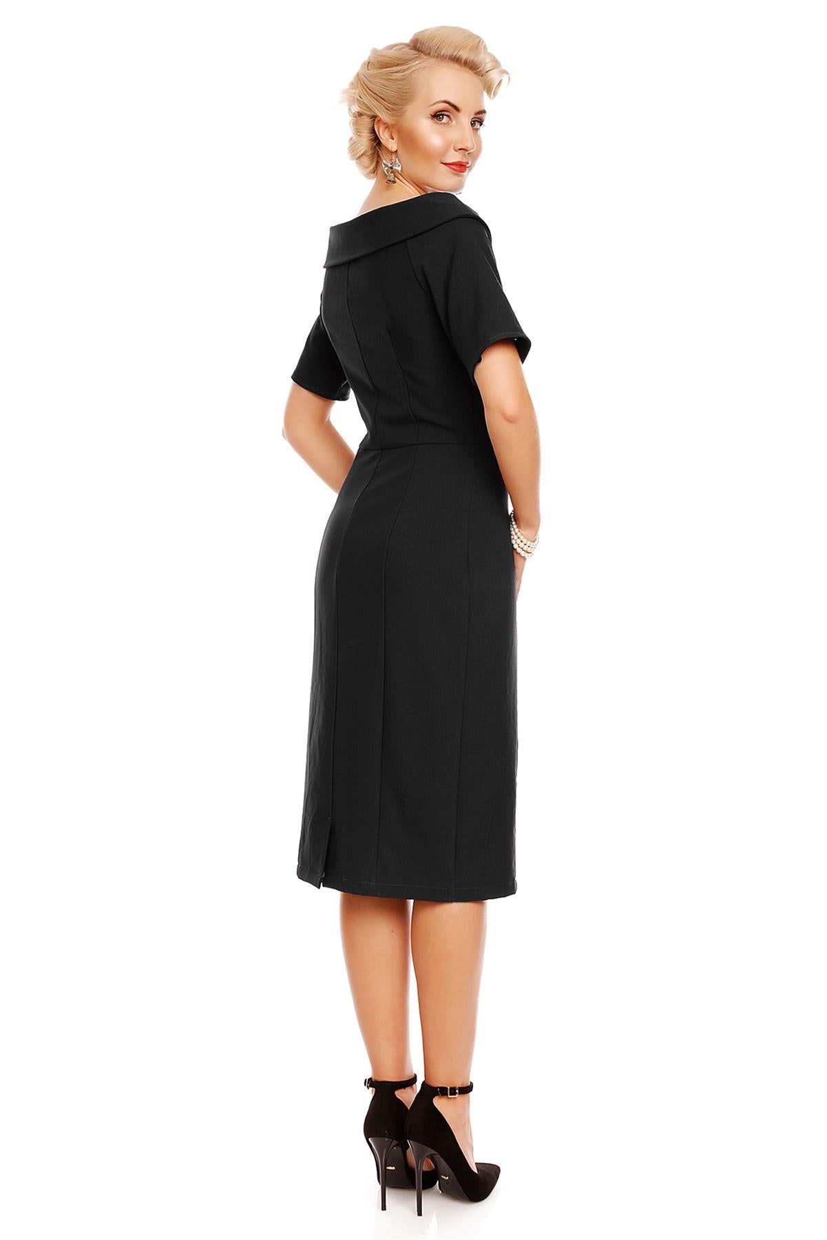 Venus Van Chic - Valerie Faux Fur Fitted Dress in Black