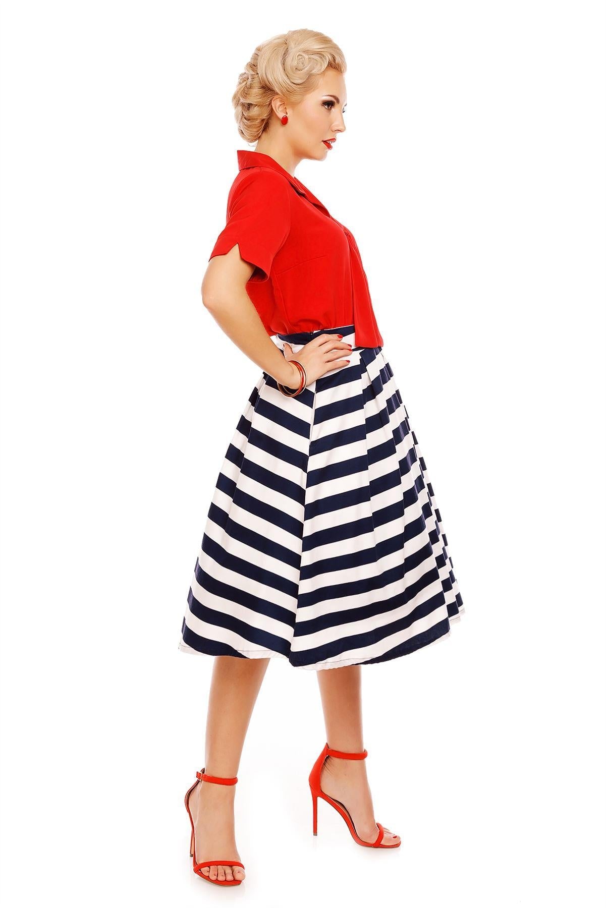 Ruby Short Sleeve Tie Blouse in Satin Red