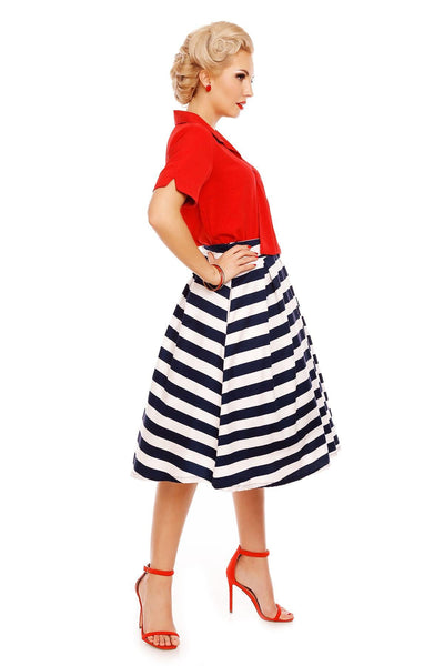 Ruby Short Sleeve Tie Blouse in Satin Red