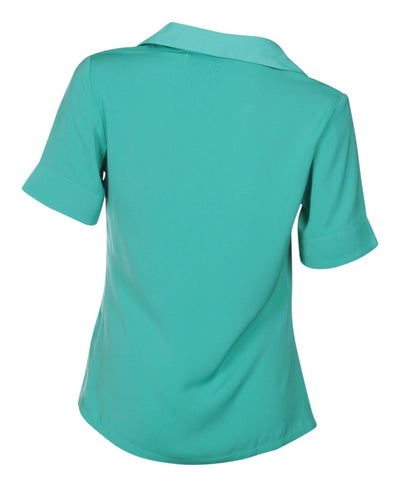 Ruby Short Sleeve Tie Blouse in Green