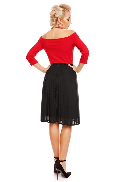 Marjorie Pleated Chiffon Ruffled Skirt in Black