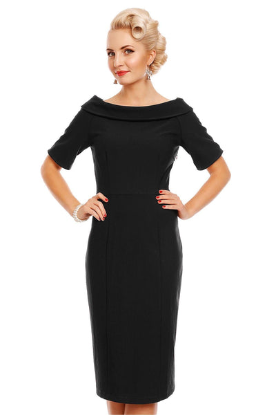 Venus Van Chic - Valerie Faux Fur Fitted Dress in Black