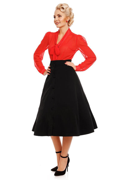 Margaret Long Sleeve Chiffon Blouse in Red