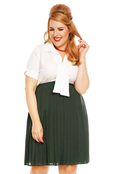 Marjorie Pleated Chiffon Ruffled Skirt in Green