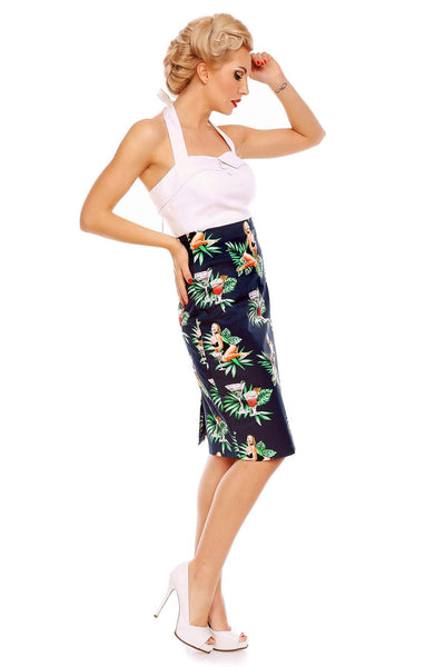 Carmen Heart Button Halter Top in White