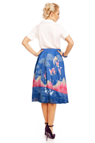 Dawn Pleated Swing Skirt with Pockets in Underwater Twilight Blue