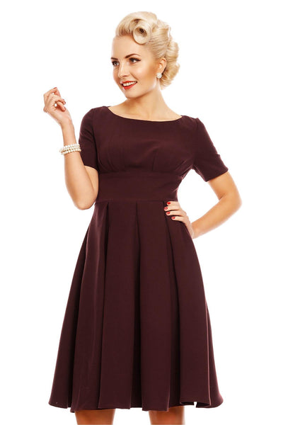 Venus Van Chic - Pamela Sleeved Swing Dress in Burgundy