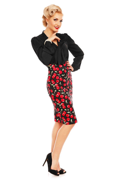 Margaret Long Sleeve Sheer Chiffon Blouse in Black