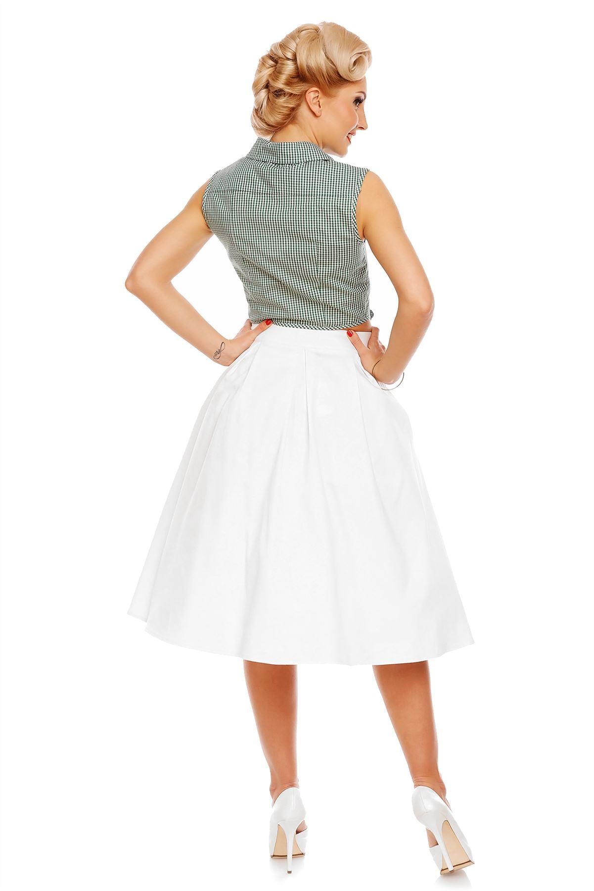Clementine Cropped Gingham Tie Front Blouse in Green-White