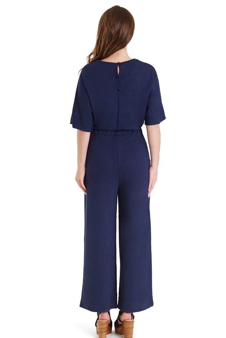 Navy Blue Wide Leg Jumpsuit