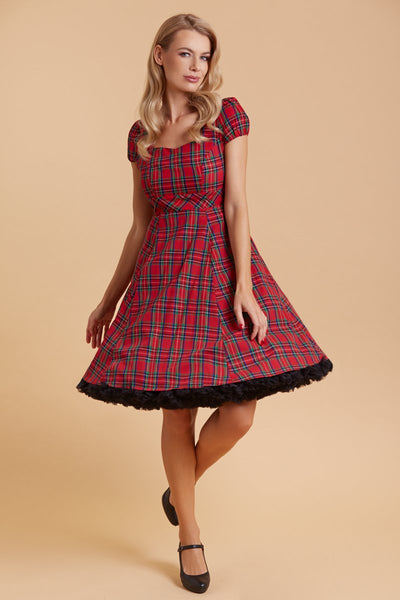 Claudia Highland Red Tartan Swing Dress1