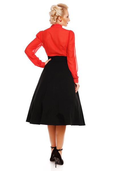 Margaret Long Sleeve Chiffon Blouse in Red