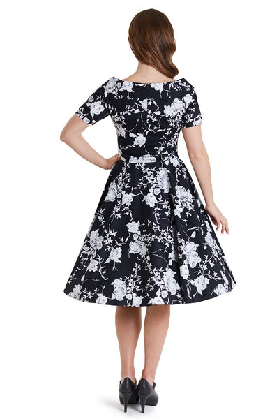Darlene Monochrome Floral Swing Dress4