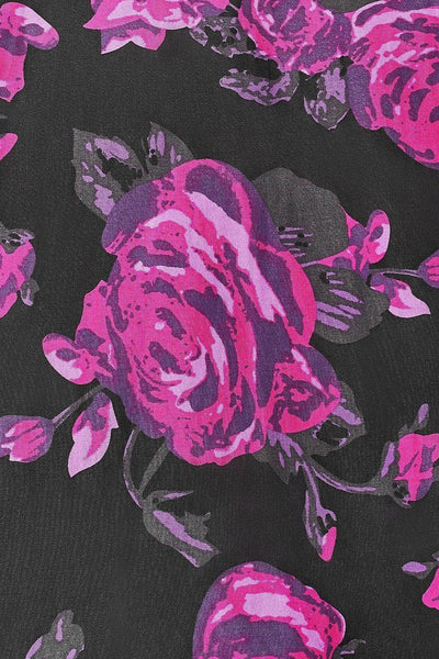 Darlene Retro Black-Pink Roses Swing Dress5
