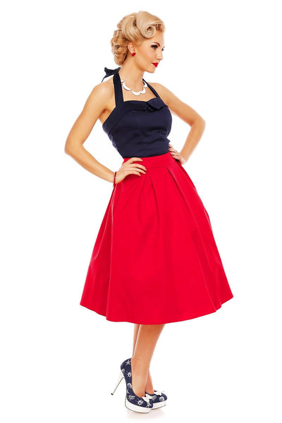 Carmen Heart Button Halter Top in Navy Blue