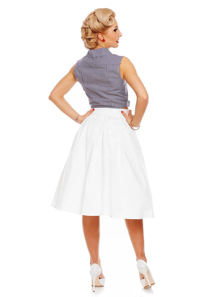 Clementine Cropped Gingham Tie Front Blouse in Blue-White