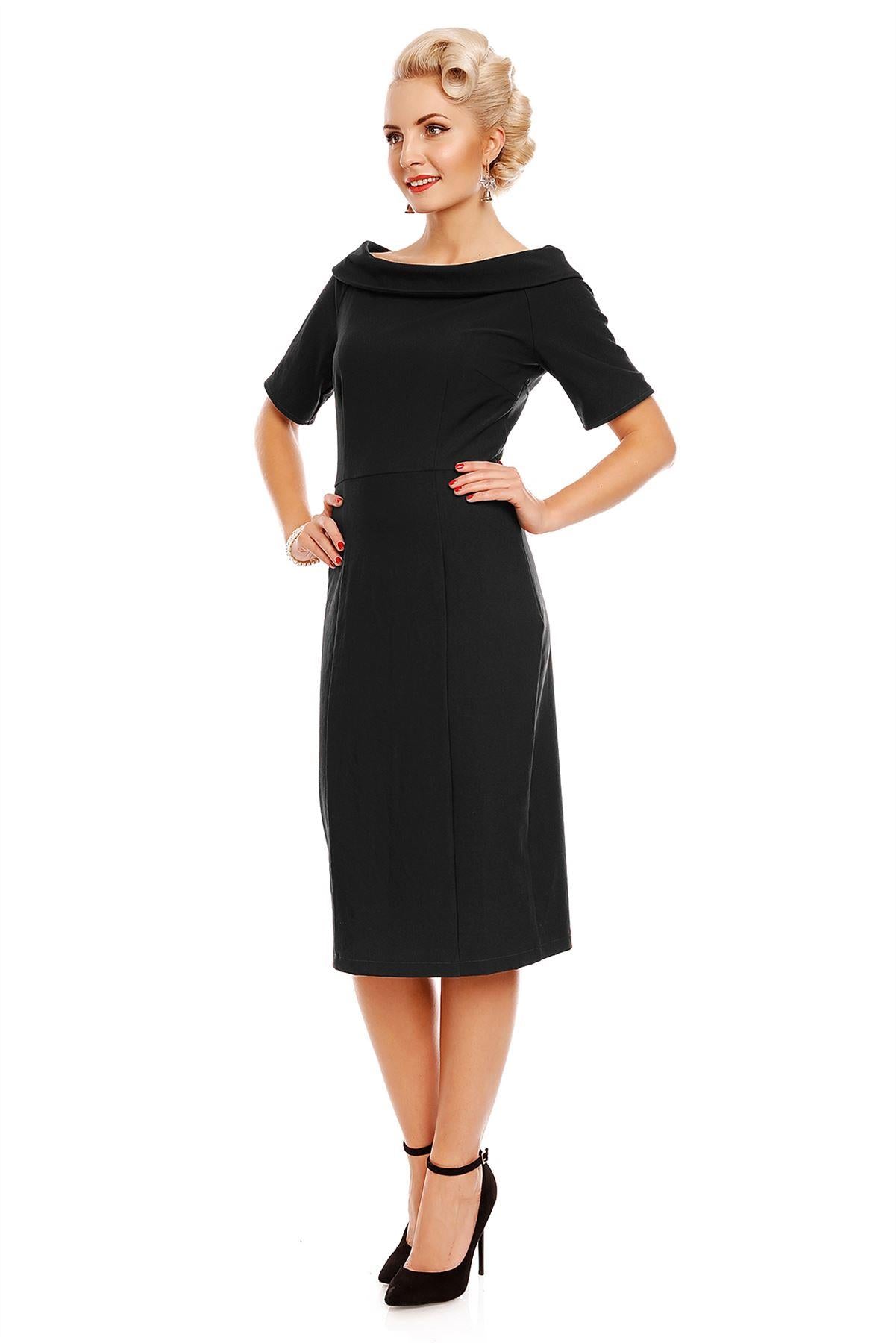 Venus Van Chic - Valerie Faux Fur Fitted Dress in Black