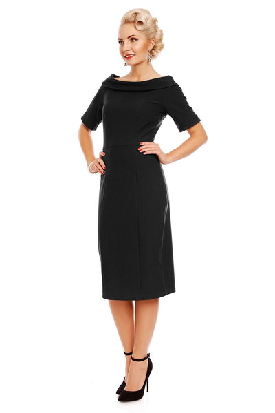 Venus Van Chic - Valerie Faux Fur Fitted Dress in Black