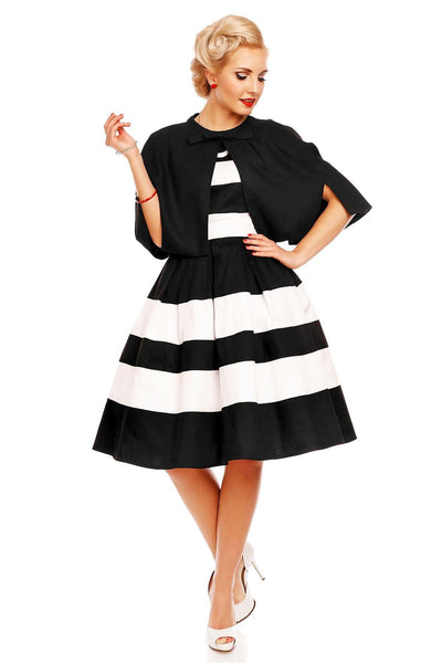 Woman's Striped Two Tone Dress in Black/White