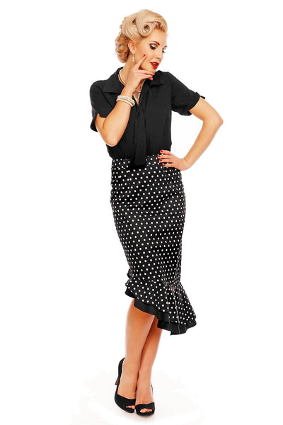Ruby Short Sleeve Tie Blouse in Black