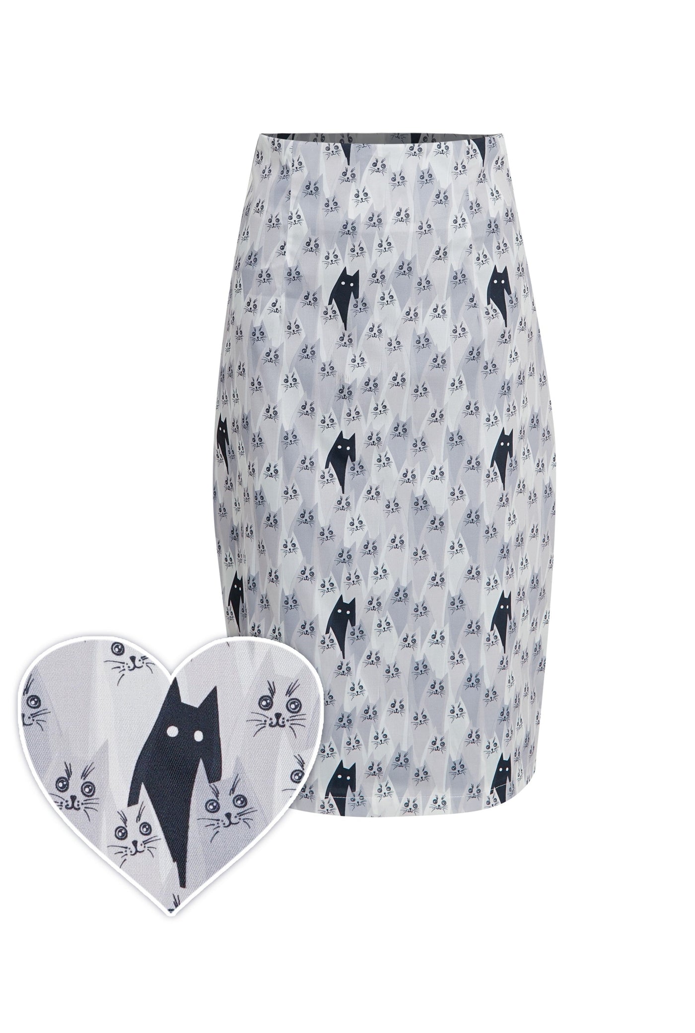 Falda Chic Vintage Inspired Cat Print Pencil Skirt