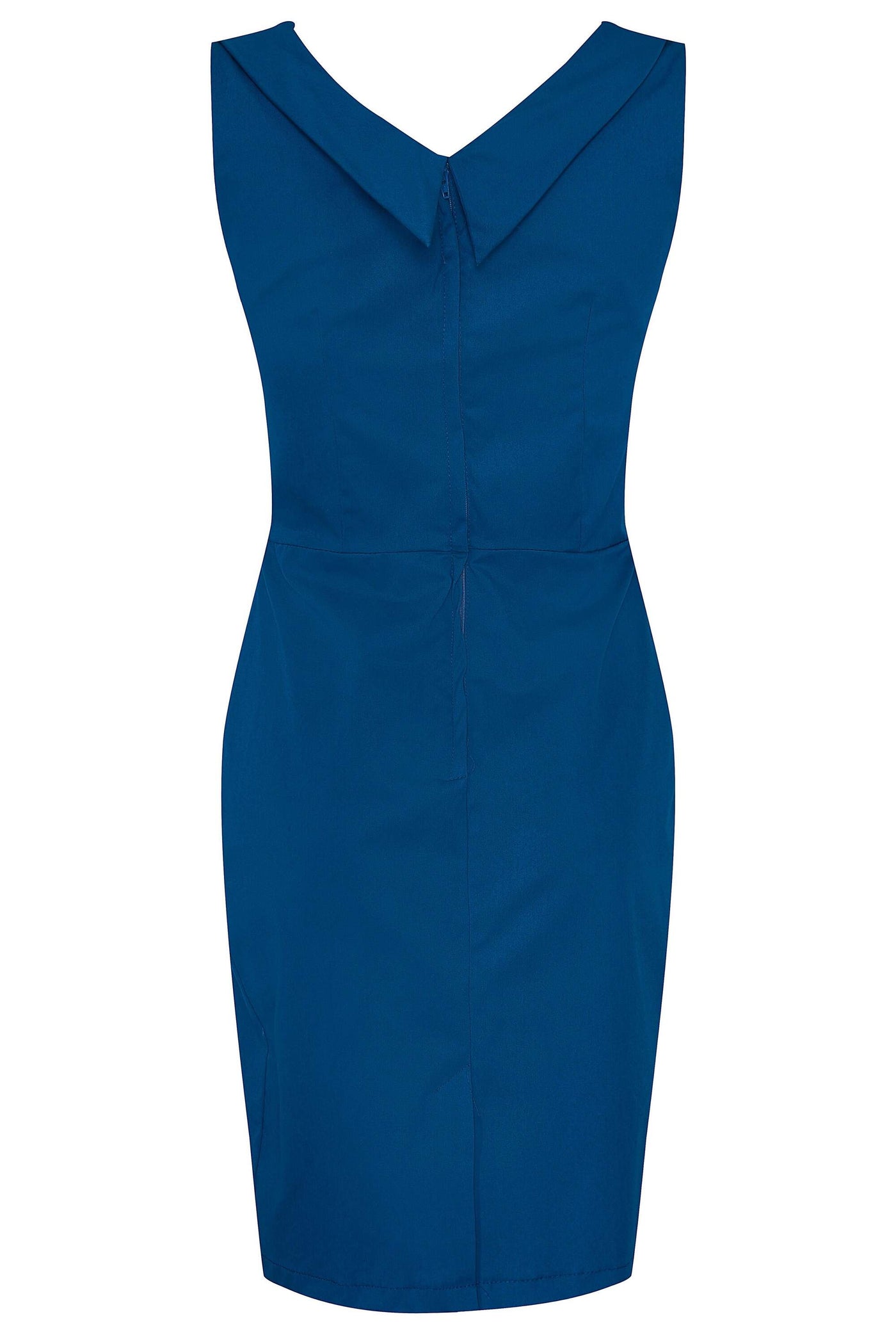 Georgette Wiggle Dress Peacock Blue & Burgundy/White Polka