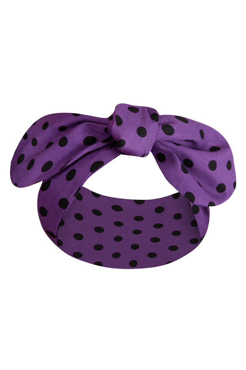 Headband in Purple and Black Polka Dots