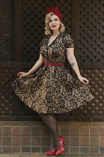Rockabilly Leopard Print Shirt Dress