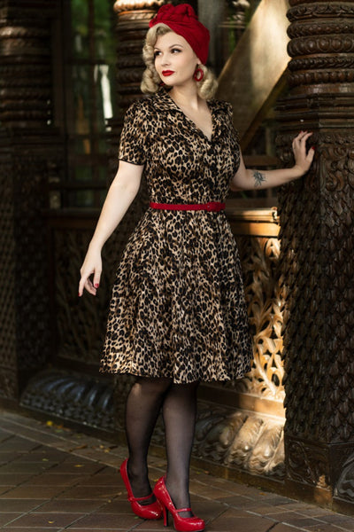 Rockabilly Leopard Print Shirt Dress
