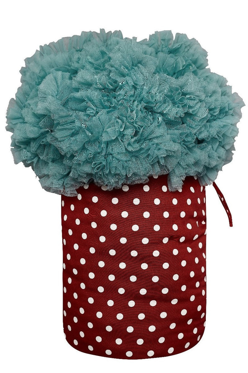 Petticoat String Tie Bag in Burgundy with White Polka