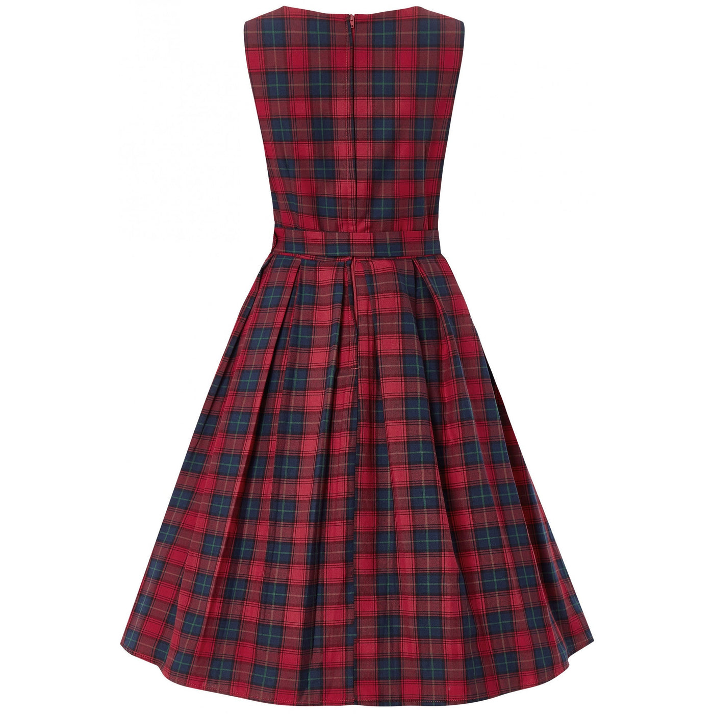 Annie Retro Check Swing Dress in Red/Blue