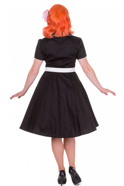 Penelope Retro Diner Dress in Black/White