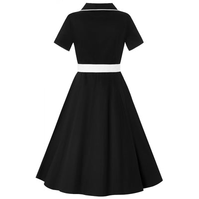 Penelope Retro Diner Dress in Black/White