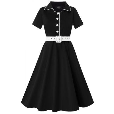 Penelope Retro Diner Dress in Black/White