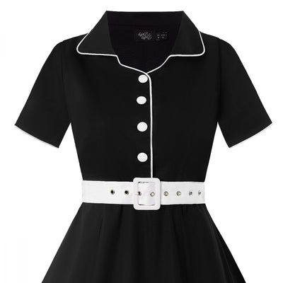Penelope Retro Diner Dress in Black/White