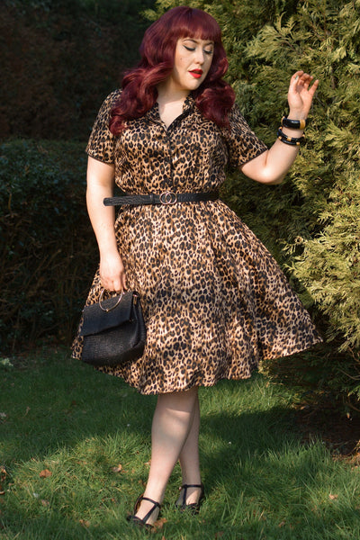 Rockabilly Leopard Print Shirt Dress