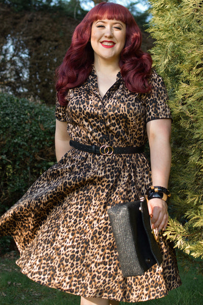 Rockabilly Leopard Print Shirt Dress