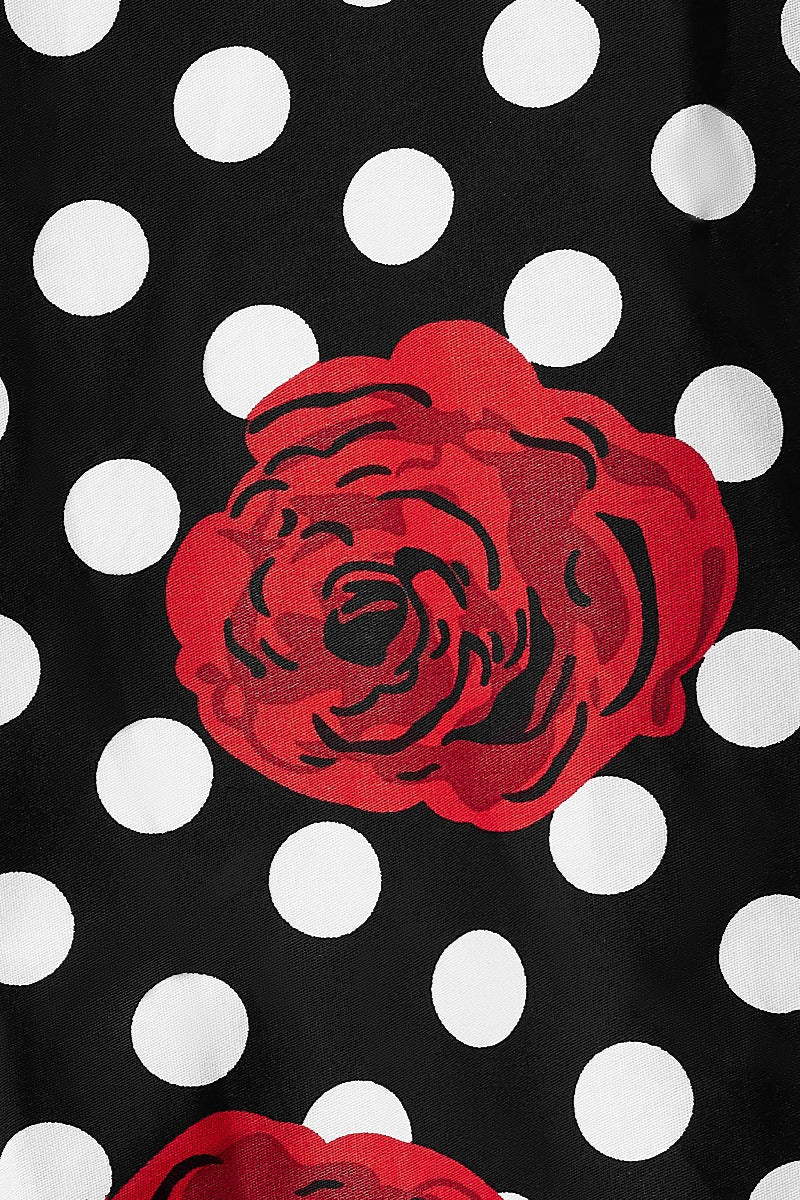 PRE ORDER Annie Retro Swing Dress in Black Rose Polka