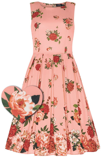 Annie Vintage Raising Flowers Swing Dress in Pink