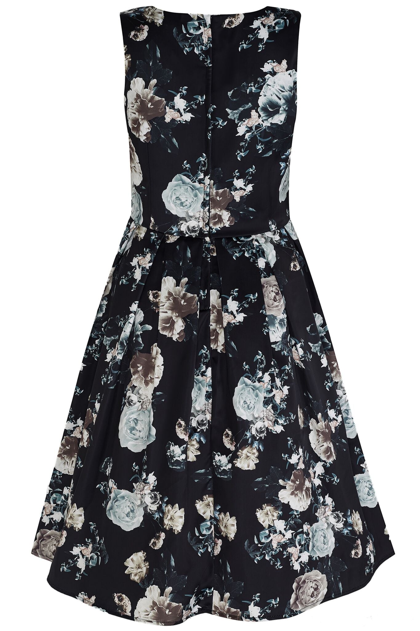 Annie Raising Floral Swing Dress in Black and White