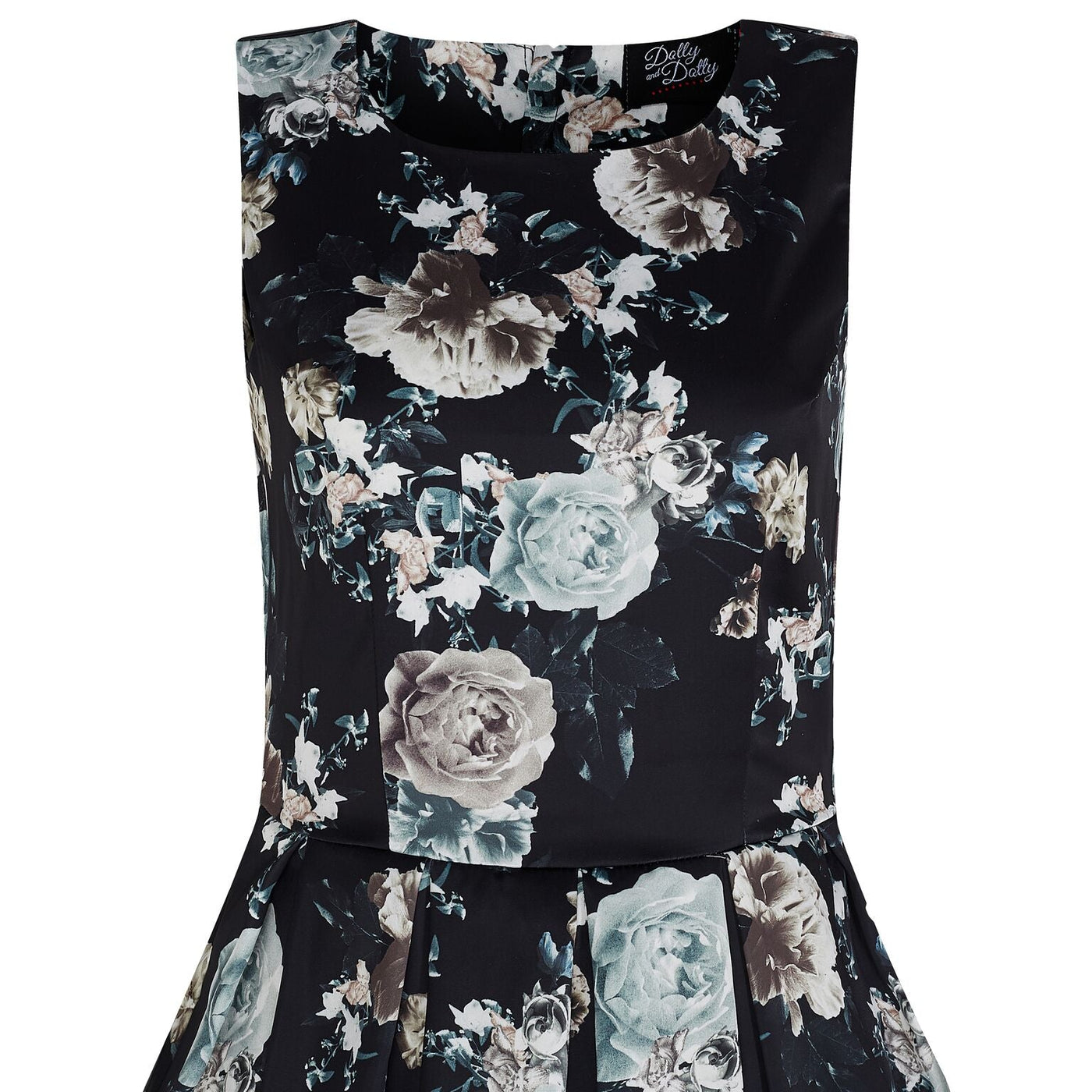 Annie Raising Floral Swing Dress in Black and White