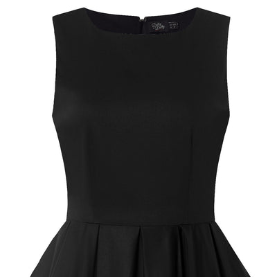 EU STOCK Annie Retro Embroidered Swing Dress in Black/Red