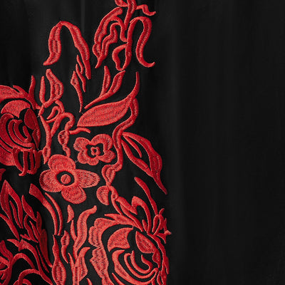 EU STOCK Annie Retro Embroidered Swing Dress in Black/Red