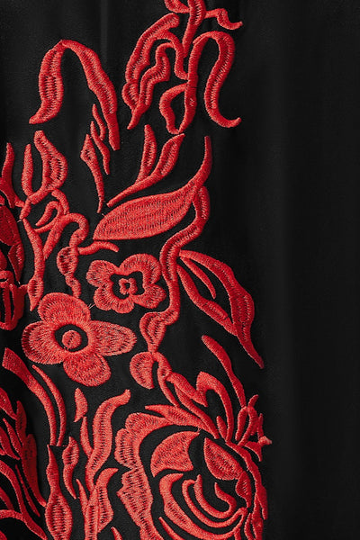 Annie Retro Embroidered Swing Dress in Black/Red