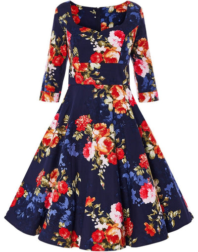 Scarlette Long Sleeved Navy Floral Midi Dress5