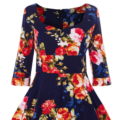 Scarlette Long Sleeved Navy Floral Midi Dress6