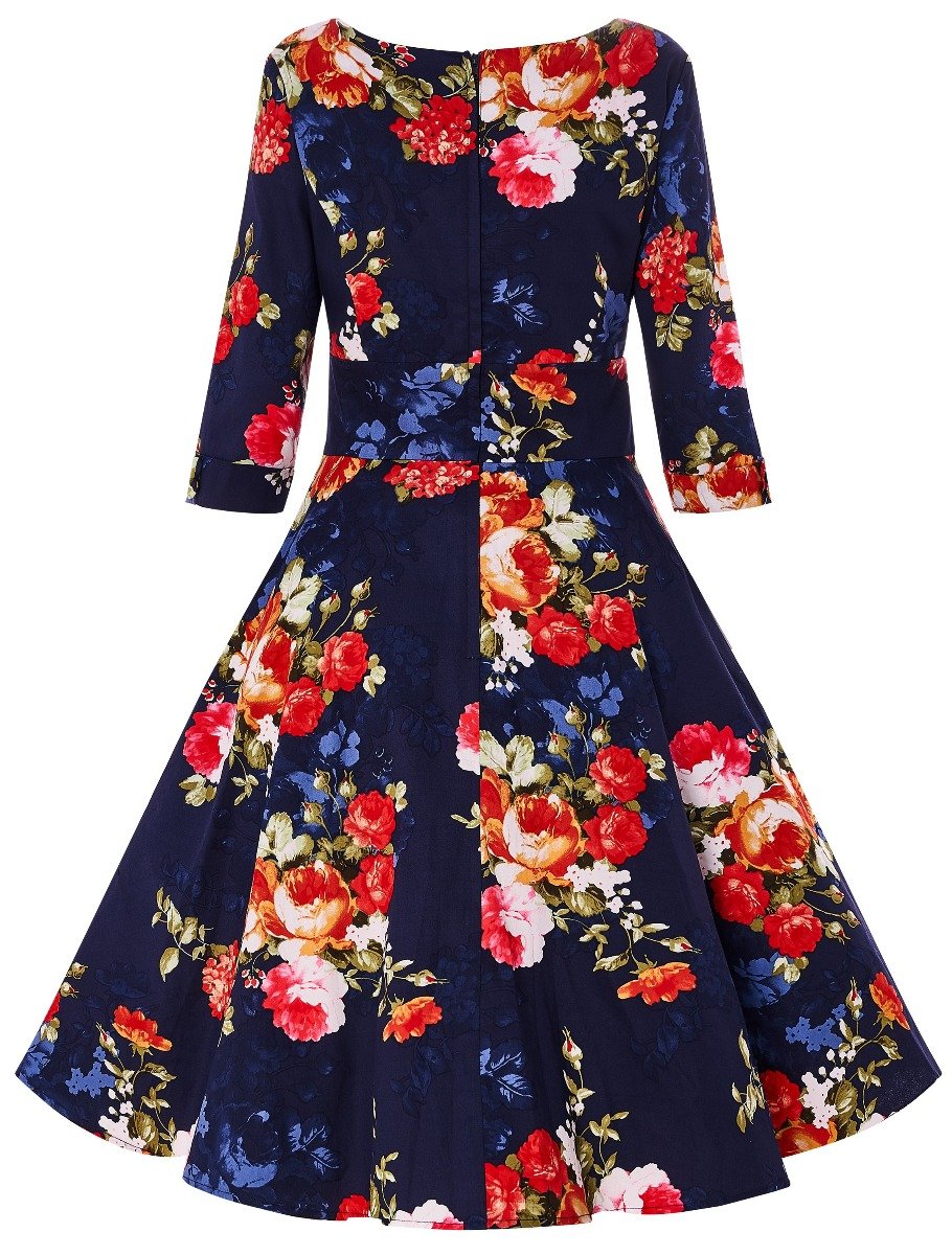 Scarlette Long Sleeved Navy Floral Midi Dress7