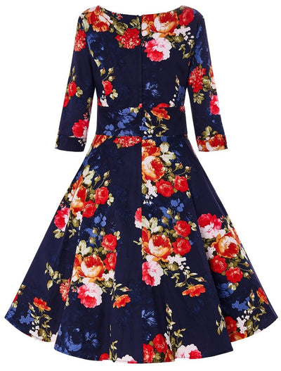 Scarlette Long Sleeved Navy Floral Midi Dress7
