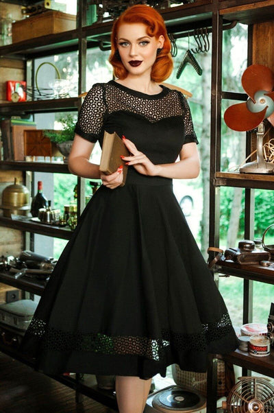 Tess Lace Sleeved Dress in Black1